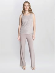 Gina Bacconi Pink Natasha Three Piece Metallic Crinkle Tunics Top and Set - Image 3 of 5