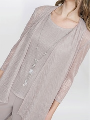 Gina Bacconi Pink Natasha Three Piece Metallic Crinkle Tunics Top and Set - Image 4 of 5