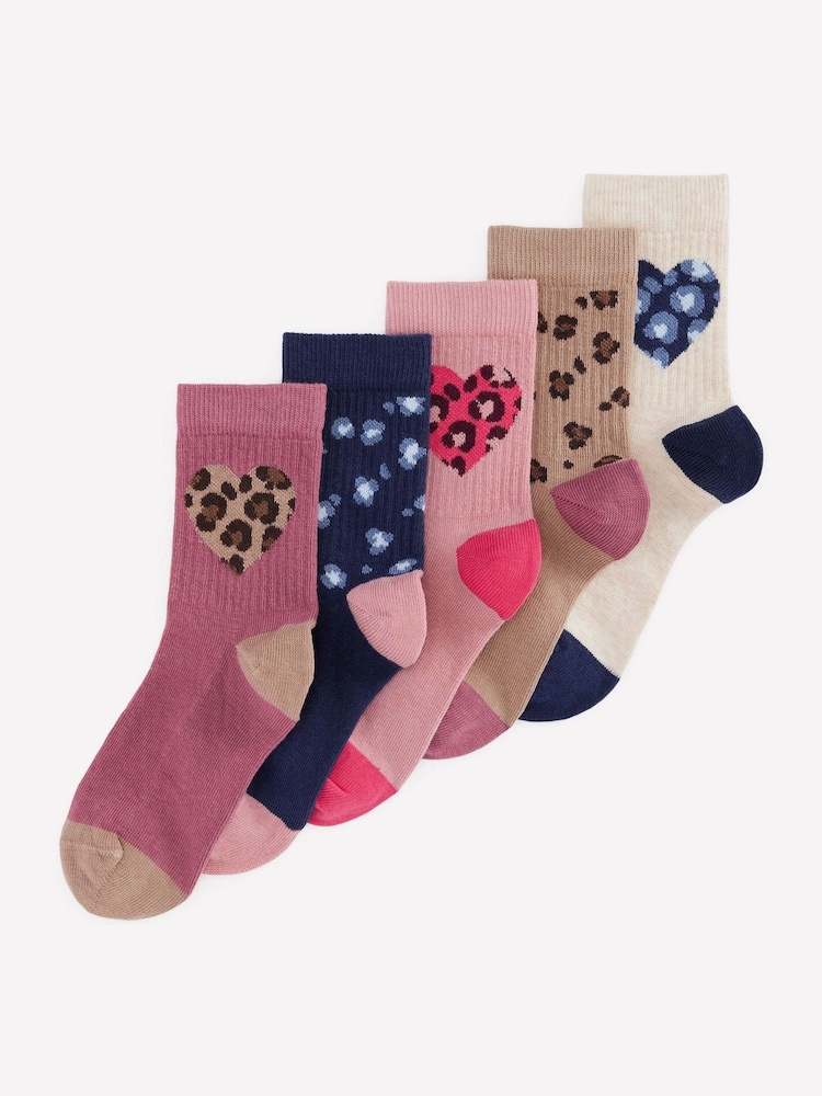 Boden Pink Girls Socks 5 Pack - Image 1 of 2 Boden Pink Girls Socks 5 Pack - Image 1 of 2