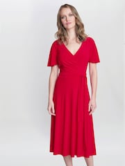 Gina Bacconi Red Donna Jersey Dress With Tie Belt - Image 1 of 6