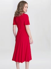Gina Bacconi Red Donna Jersey Dress With Tie Belt - Image 2 of 6