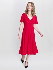 Gina Bacconi Red Donna Jersey Dress With Tie Belt - Image 4 of 6