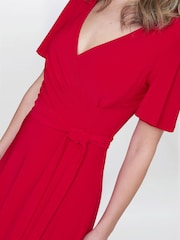 Gina Bacconi Red Donna Jersey Dress With Tie Belt - Image 5 of 6