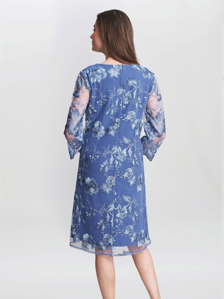 Gina Bacconi Blue Savoy Embroidered Lace Mock Jacket With Jersey Dress - Image 2 of 5