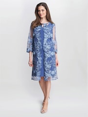 Gina Bacconi Blue Savoy Embroidered Lace Mock Jacket With Jersey Dress - Image 3 of 5
