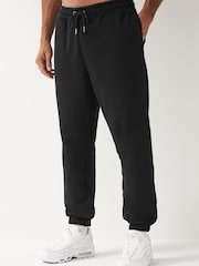 Black Oversized Cotton Blend Cuffed Joggers - Image 1 of 8