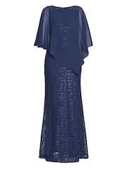 Gina Bacconi Blue Ginger Sequin Lace Dress With Chiffon Dress - Image 6 of 6