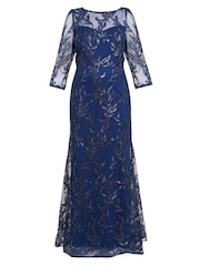 Gina Bacconi Blue Jordana Beaded Maxi Dress With Illusion Sleeves - Image 5 of 5