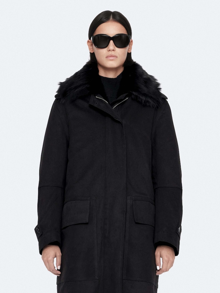 AllSaints Black Seyka Reverse Coat - Image 1 of 8