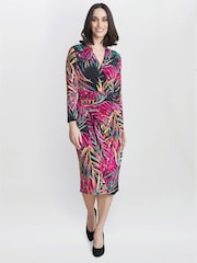 Gina Bacconi Keira Jersey Wrap Black Dress - Image 1 of 3