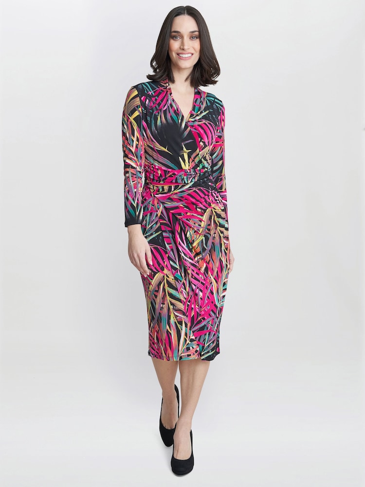 Gina Bacconi Keira Jersey Wrap Black Dress - Image 1 of 3 Gina Bacconi Keira Jersey Wrap Black Dress - Image 1 of 3