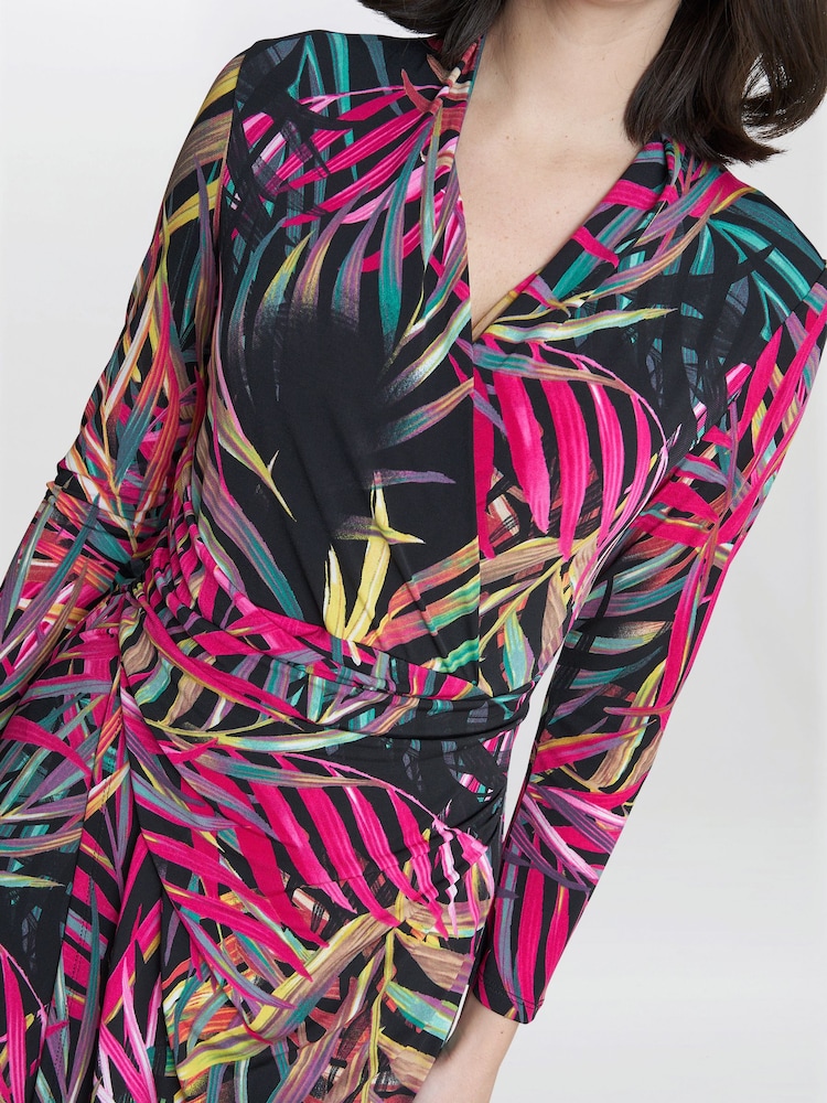 Gina Bacconi Keira Jersey Wrap Black Dress - Image 3 of 3