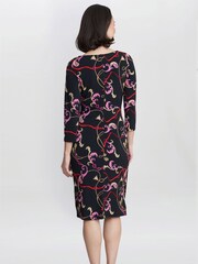 Gina Bacconi Alexandra Printed Jersey Ruffle Black Dress - Image 2 of 4