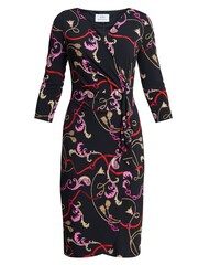 Gina Bacconi Alexandra Printed Jersey Ruffle Black Dress - Image 4 of 4