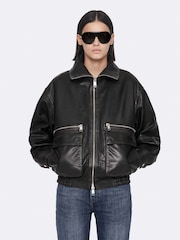 AllSaints Brown Elisa Bomber Jacket - Image 1 of 8