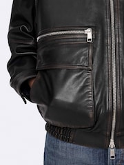 AllSaints Brown Elisa Bomber Jacket - Image 4 of 8