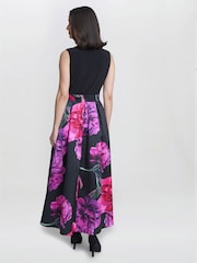 Gina Bacconi Annabelle Printed High Low Black Dress - Image 2 of 5