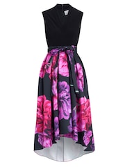 Gina Bacconi Annabelle Printed High Low Black Dress - Image 5 of 5