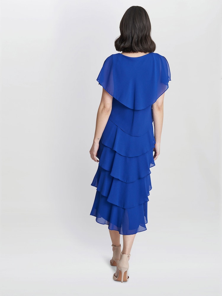 Tessa Midi Tiered Dress With Shoulder Trim - Image 2 of 4 Tessa Midi Tiered Dress With Shoulder Trim - Image 2 of 4