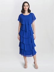 Tessa Midi Tiered Dress With Shoulder Trim - Image 3 of 4