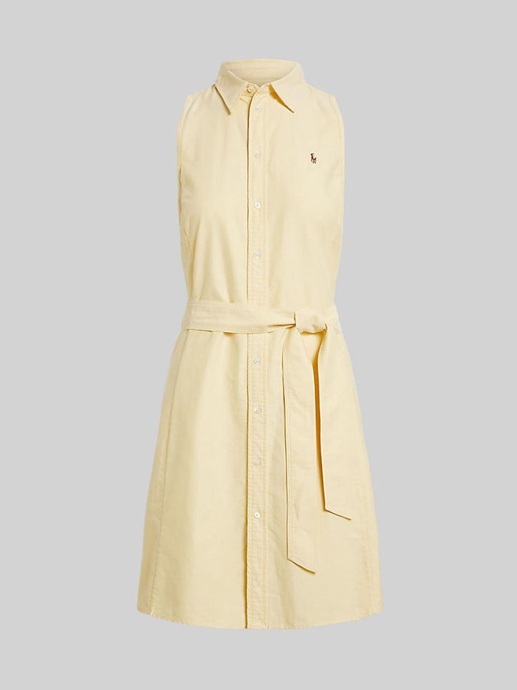 Polo Ralph Lauren Yellow Oxford Cotton Sleeveless Embroidered Logo Dress - Image 1 of 2 Polo Ralph Lauren Yellow Oxford Cotton Sleeveless Embroidered Logo Dress - Image 1 of 2