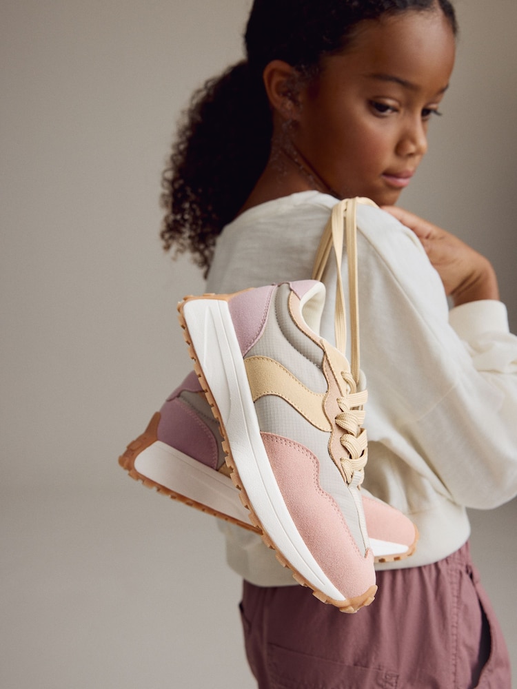 Pink/Grey Lace-Up Chunky Trainers - Image 1 of 12