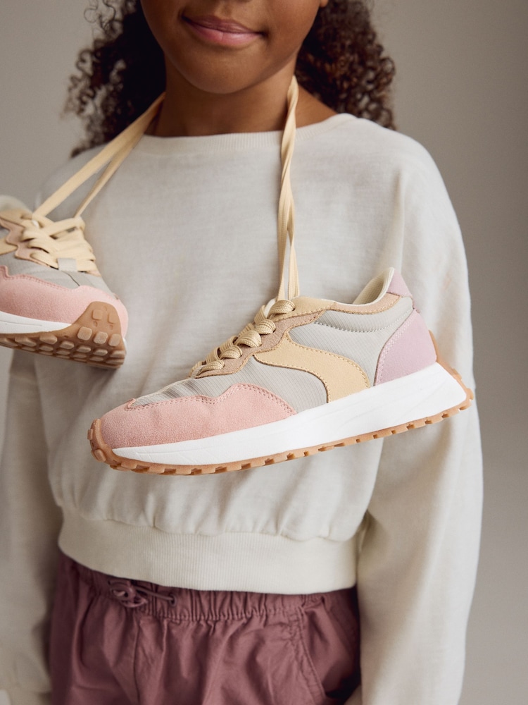 Pink/Grey Lace-Up Chunky Trainers - Image 2 of 12
