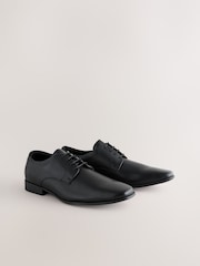 Black Standard Fit Slim Square Derby Shoes - Image 1 of 7
