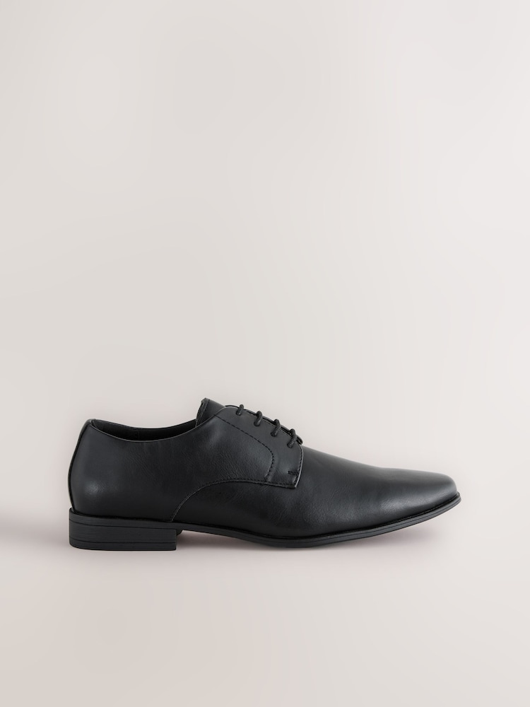 Black Standard Fit Slim Square Derby Shoes - Image 2 of 7