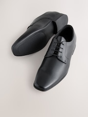 Black Standard Fit Slim Square Derby Shoes - Image 4 of 7