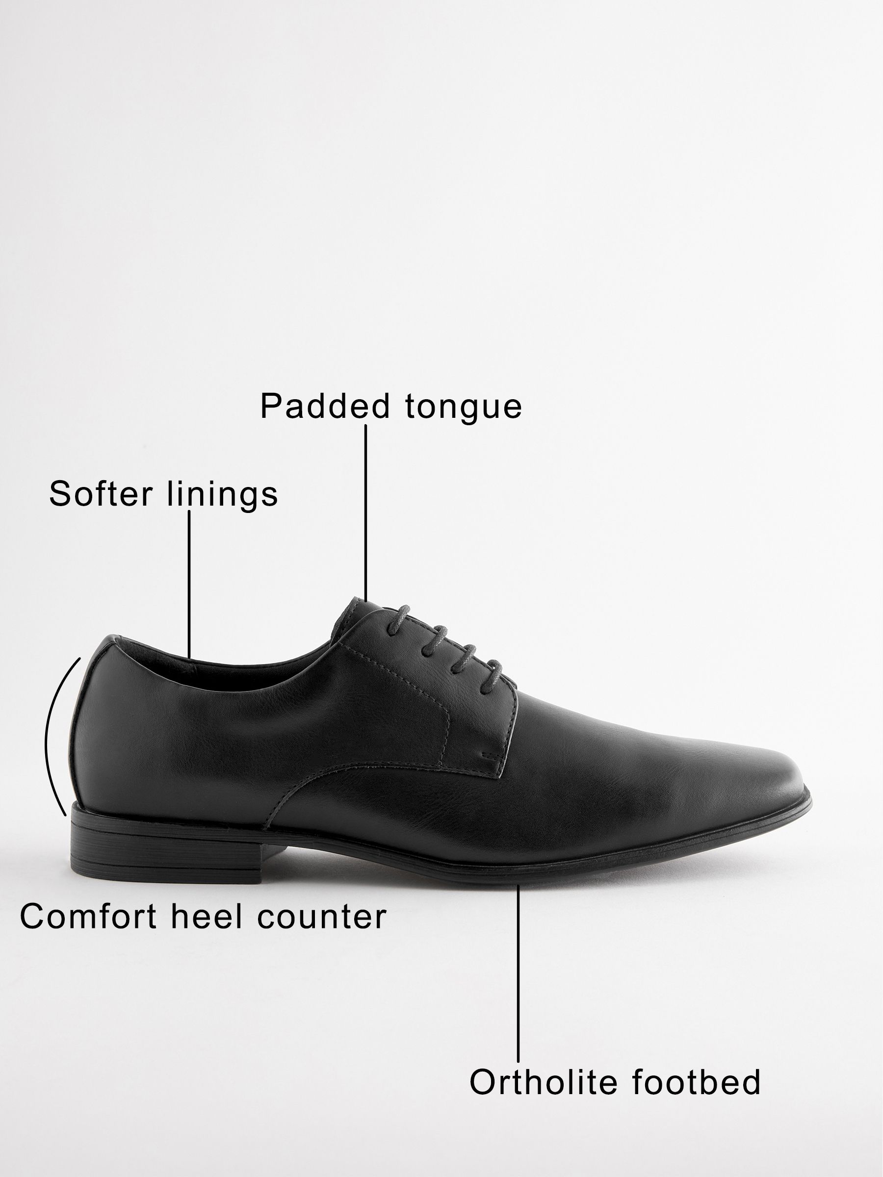 Buy Black Standard Fit Slim Square Derby Shoes from Next Romania