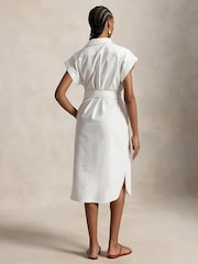Polo Ralph Lauren White Belted Cotton Oxford Shirtdress - Image 2 of 5