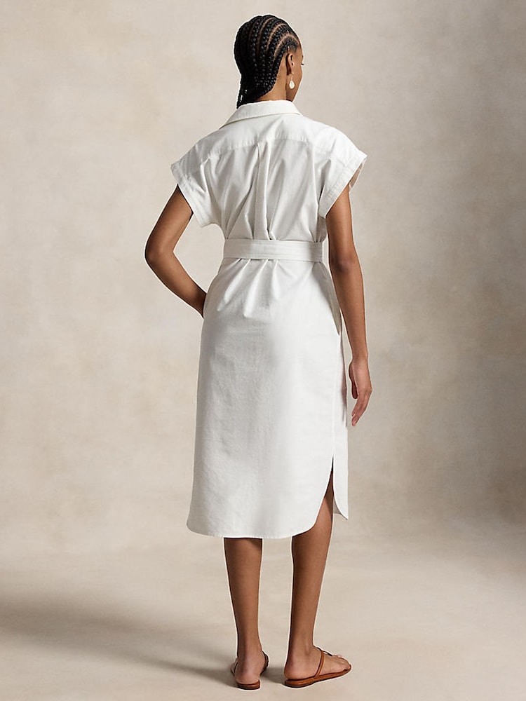 Polo Ralph Lauren White Belted Cotton Oxford Shirtdress - Image 2 of 5