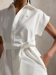 Polo Ralph Lauren White Belted Cotton Oxford Shirtdress - Image 3 of 5