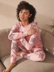 Pink Leopard Star 100% Cotton Long Sleeve Pyjamas - Image 1 of 1