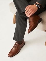 Tan Brown Standard Fit Slim Square Derby Shoes - Image 2 of 6