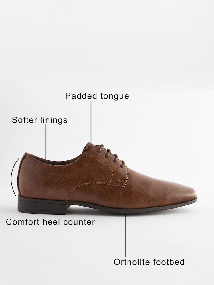 Buy Tan Brown Standard Fit Slim Square Derby Shoes from Next USA display picture 1