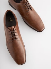 Tan Brown Standard Fit Slim Square Derby Shoes - Image 5 of 6