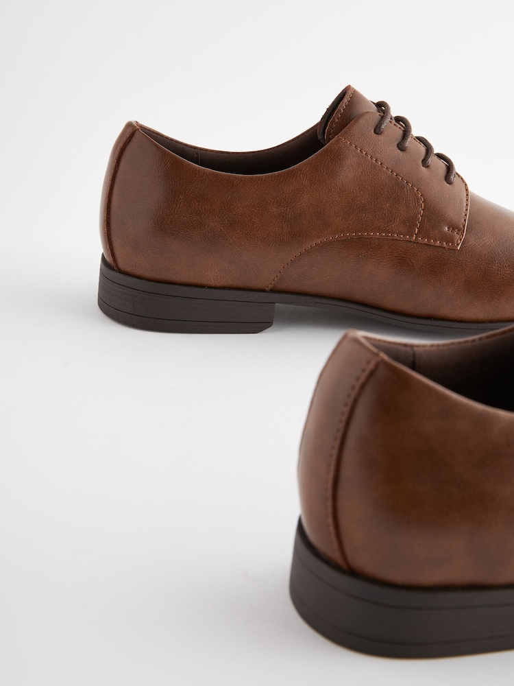 Tan Brown Standard Fit Slim Square Derby Shoes - Image 6 of 6
