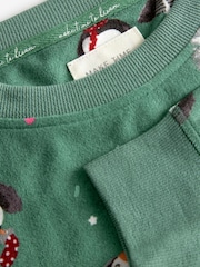 Salbeigrün, Papageientaucher - Gemütlicher Weihnachtspyjama mit langen Ärmeln - Bild 8 von 8