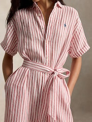 Polo Ralph Lauren Red Striped Linen Short-Sleeve Shirtdress - Image 3 of 8