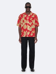 AllSaints Orange Tulip Short Sleeve Shirt - Image 3 of 8