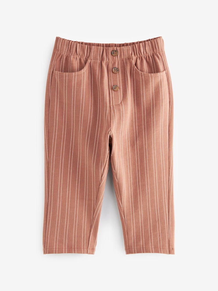 Hellbraun/Creme - Leichte, gestreifte Jersey-Jogginghose aus 100 % Baumwolle (3 M.–7 J.) - Bild 1 von 3