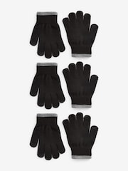 Black 3 Pack Touch Tip Magic Gloves (3-16yrs) - Image 1 of 2