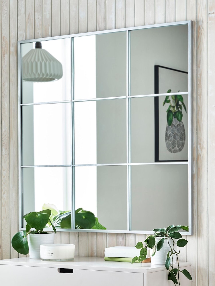 Silver Silver Effect Window Square Mirror - Image 1 of 5 Silver Silver Effect Window Square Mirror - Image 1 of 5