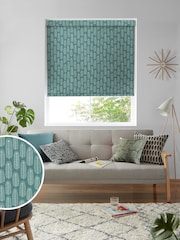 MissPrint Teal Bloom Made to Measure Roller Blinds - Image 1 of 6