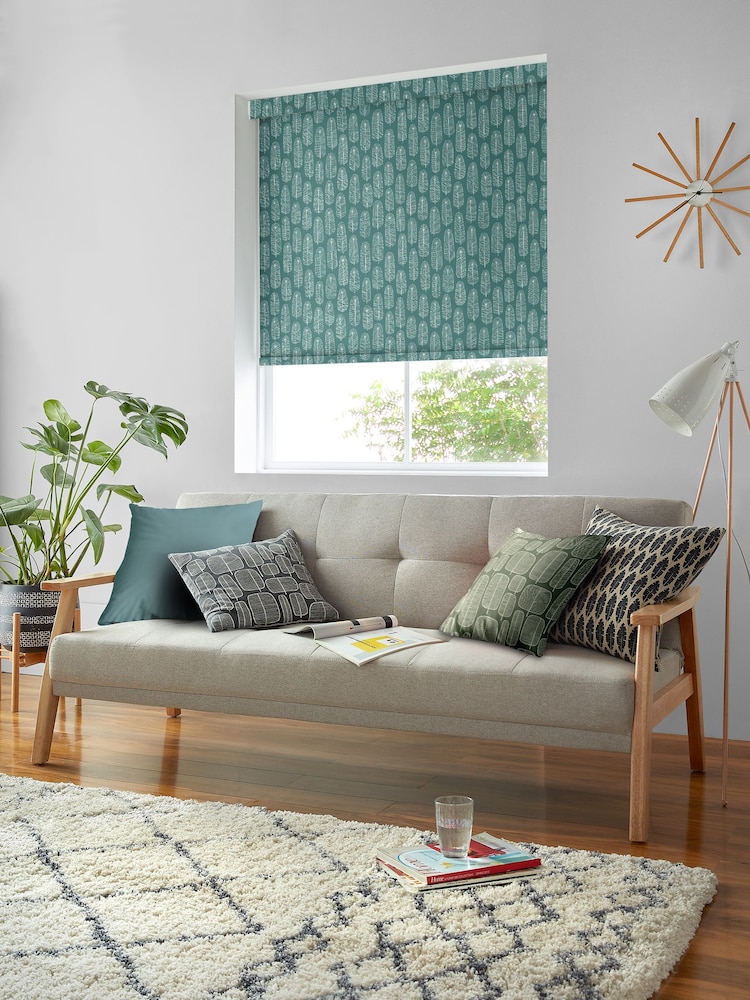 MissPrint Teal Bloom Made to Measure Roller Blinds - Image 2 of 6