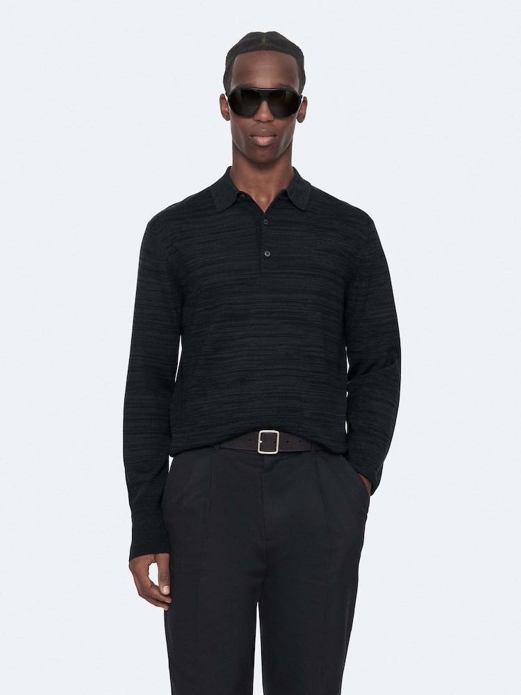 AllSaints Beton Long Sleeve Polo Shirt - 8суретінің 1 суреті