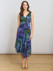 Gina Bacconi Blue Corie Printed Midi Dress - Image 1 of 7