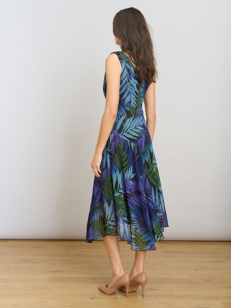 Gina Bacconi Blue Corie Printed Midi Dress - Image 2 of 7